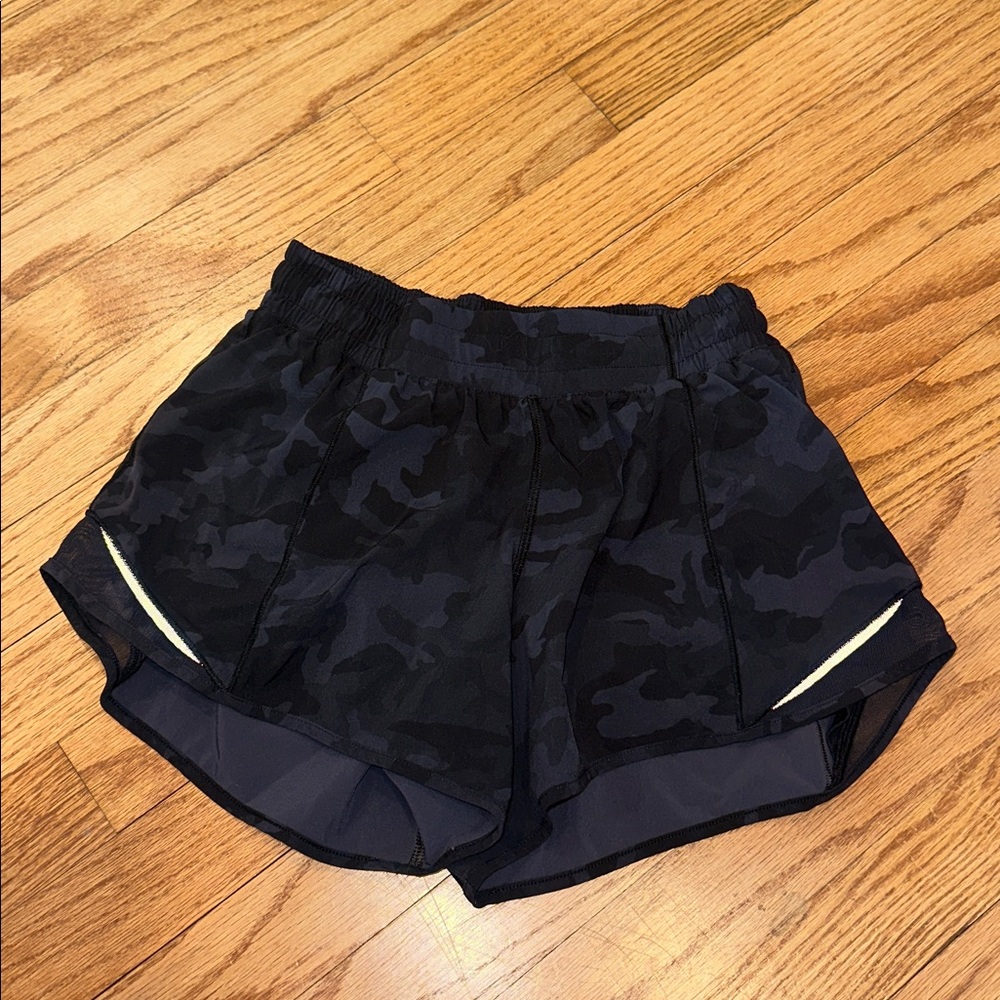 Lululemon Black Camo Hotty Hot Shorts